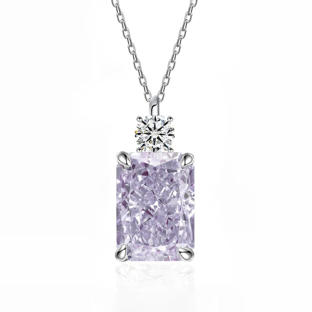MUSHAN Luxury Jewelry 7ct 8*10 Rectangular Necklace For Women Made Of 925 Silver With Ice Flower Cut High-Carat Diamond Pendant