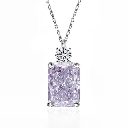 MUSHAN Luxury Jewelry 7ct 8*10 Rectangular Necklace For Women Made Of 925 Silver With Ice Flower Cut High-Carat Diamond Pendant