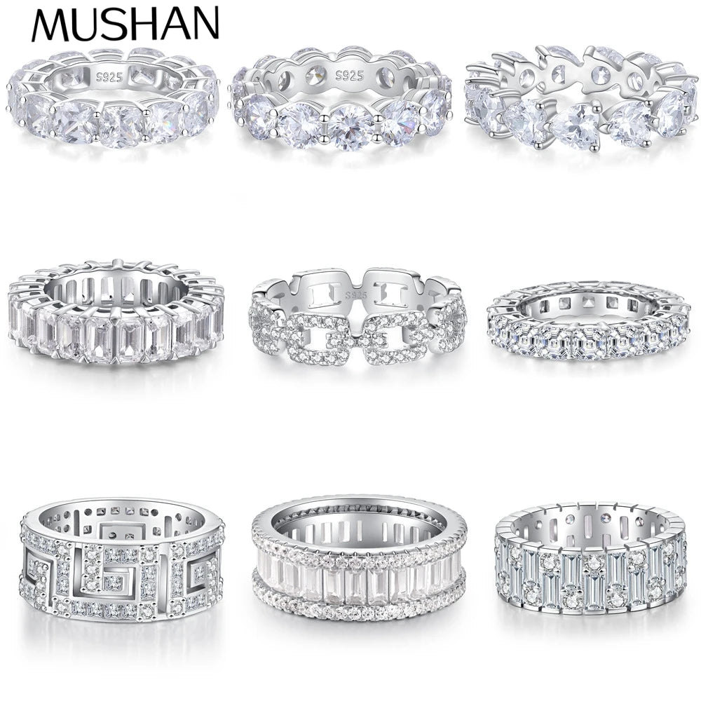 MuShan Designer Jewelry 925 Sterling Silver Ring Zircon 7A Grade Pear Daytime for Women 18K Gold Plated Fine Jewelry Rings