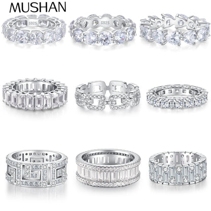MuShan Designer Jewelry 925 Sterling Silver Ring Zircon 7A Grade Pear Daytime for Women 18K Gold Plated Fine Jewelry Rings
