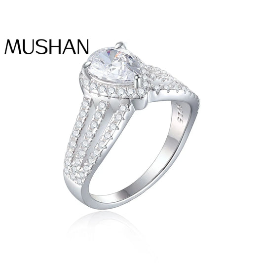 MuShan Designer Jewelry 925 Sterling Silver Ring Zircon 5A Marquise Bridal Party for Fiancee Rhodium Plated Fine Jewelry Rings