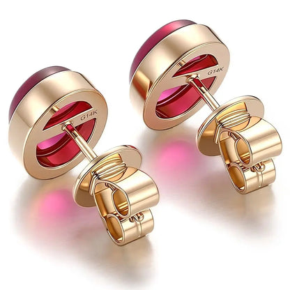 MUSHAN Custom Jewelry 10k 14k 18k Gold Stud Earrings Luxury Lab Grown Ruby Women Wedding Anniversary Earrings Stud Ear Pin Jewel