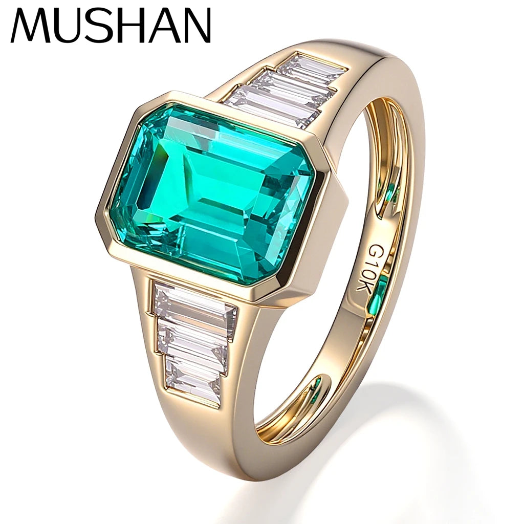 MUSHAN Bespoke Jewelry 3ct Lab Grown Ruby Emerald Ring Band 10K 14K 18K Gold Jewelry Sapphire Rings For Women Wedding Jewelry