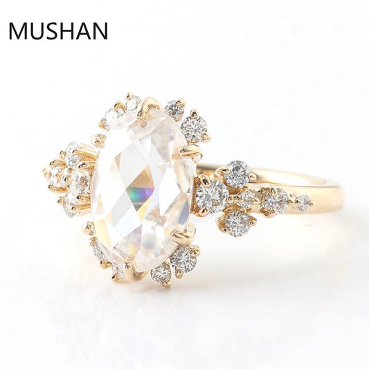 MUSHAN Luxury Custom 14K 18K Gold Rings Band Jewelry With Moissanite Diamond Lab Grown Gemstones Diamond Wedding Ring For Women