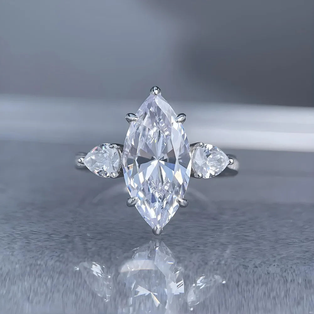 Bague MUSHAN Luxury Jewelry en argent sterling 925 pour femme, diamant moissanite taille émeraude certifié GRA, couleur D, bijou de luxe