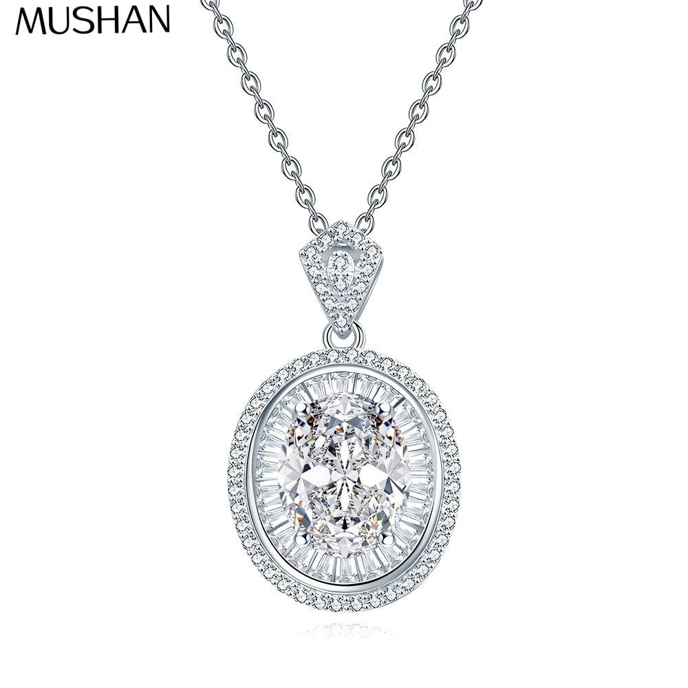 MuShan Designer Jewelry 925 Sterling Silver Y Necklace Pear Moissanite for Wife Rhodium Plated MST Patent Party Y Necklaces