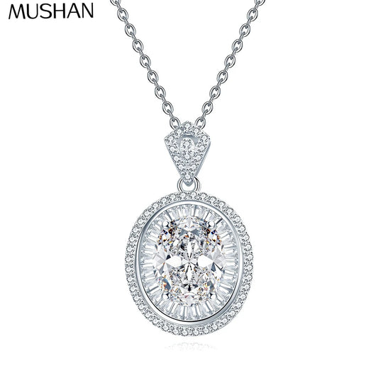 MuShan Designer Jewelry 925 Sterling Silver Y Necklace Pear Moissanite for Wife Rhodium Plated MST Patent Party Y Necklaces