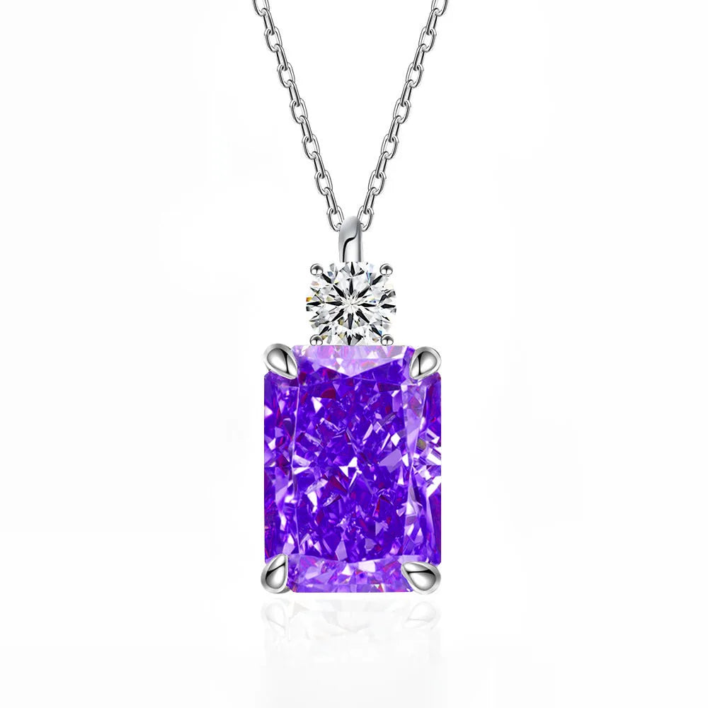 MUSHAN Luxury Jewelry 7ct 8*10 Rectangular Necklace For Women Made Of 925 Silver With Ice Flower Cut High-Carat Diamond Pendant