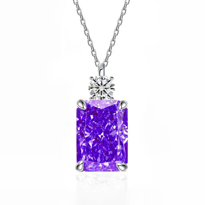 MUSHAN Luxury Jewelry 7ct 8*10 Rectangular Necklace For Women Made Of 925 Silver With Ice Flower Cut High-Carat Diamond Pendant
