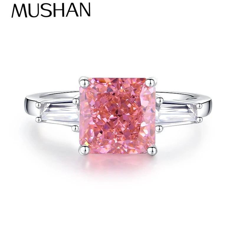 MuShan Brand Jewelry 925 Sterling Silver Ring Cubic Zirconia 5A Grade Oval Romantic Women Real Gold Plated Fine Jewelry Rings