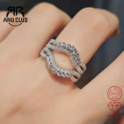 MUHAN Luxury Jewelry  925 Sterling Silver Ring Wedding Band  Women GRA Certificate Moissanite Diamond Rings D Color Fine Jewelry