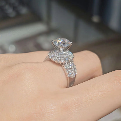 MuShan Designer Jewelry 925 Sterling Silver Ring Brilliant Moissanite Present Ring Ladies 18K Gold Plated MST Patent Fine Rings