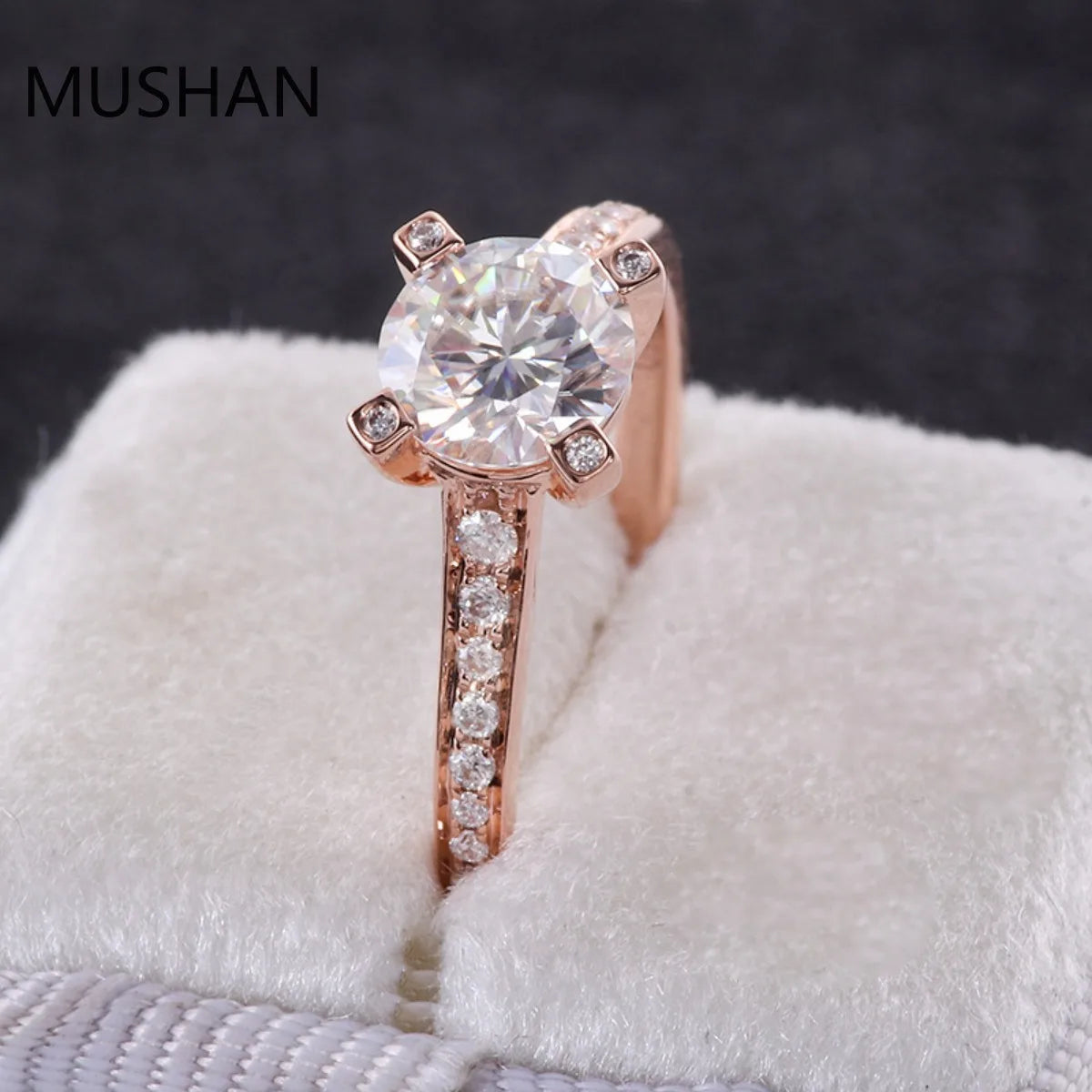 MUSHAN Luxury Custom 14K 18K Gold Rings Band Jewelry With Moissanite Diamond Lab Grown Gemstones Diamond Wedding Ring For Women