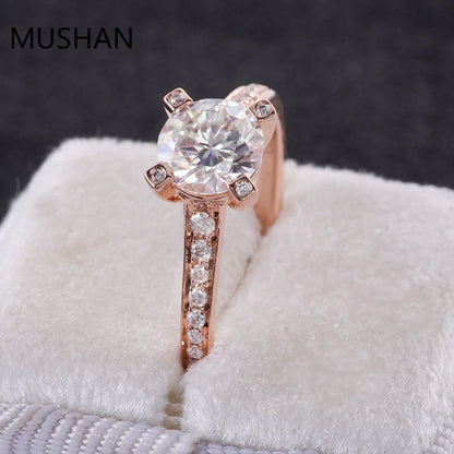 MUSHAN Luxury Custom 14K 18K Gold Rings Band Jewelry With Moissanite Diamond Lab Grown Gemstones Diamond Wedding Ring For Women