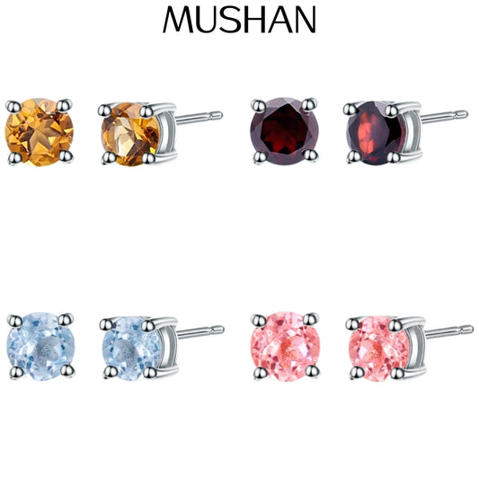 Pendientes de aniversario MUSHAN de plata de ley 925 con rubí rojo de laboratorio, corte marquesa, para mujer, chapados en oro de 18 quilates