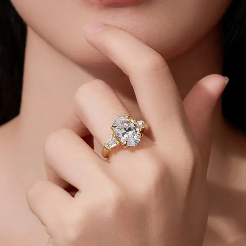 Bague MUSHAN Luxury Jewelry en argent sterling 925 pour femme, diamant moissanite émeraude certifié GRA, couleur D, joaillerie fine