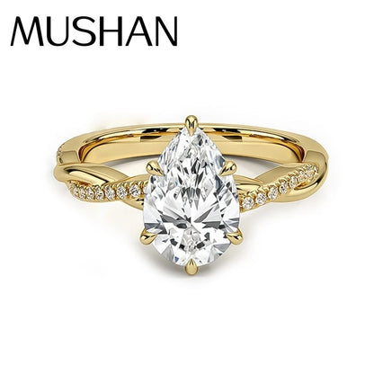 MuShan Designer Jewelry 925 Sterling Silver Ring Moissanite Promise Ring Women 18K Real Gold Plated MST Patent Fine Rings