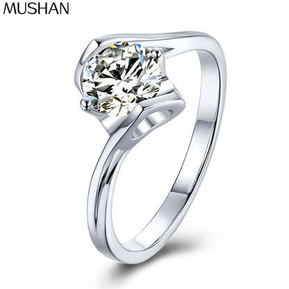 MuShan Designer Jewelry 925 Sterling Silver Ring Brilliant Moissanite Bespoke Ring for Her 18K Gold Plated MST Patent Rings