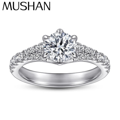 MuShan Jewelry 925 Sterling Silver Classic Engagement Ring 7A Cubic Zirconia Rings Bands Timeless Anniversary  Women Gift