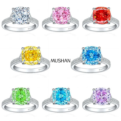 Anillo de plata de ley 925 de MuShan Jewelry, alianza de boda, diamante de alto carbono, regalo para mejor amiga, regalo para novia, anillos para mujer, joyería fina