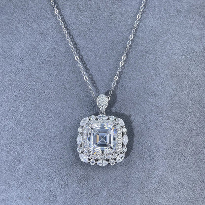 Collar de 16 pulgadas de plata de ley 925 marca MuShan con moissanita ovalada, exquisito para novia, chapado en oro de 18K, patente MST