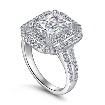 MuShan Luxury Jewelry 925 Sterling Silver Ring Zircon 7A Grade Asscher Romantic for Women Rhodium Plated Fine Jewelry Rings