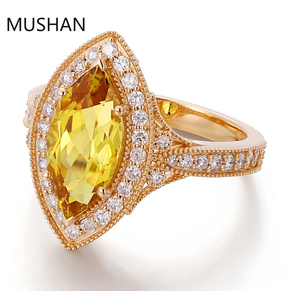 MUSHAN Luxury Custom 14K 18K Gold Rings Band Jewelry With Moissanite Diamond Lab Grown Gemstones Diamond Wedding Ring For Women