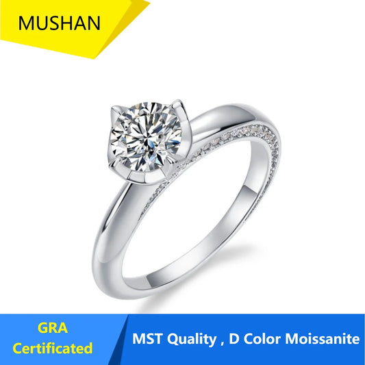 MUHAN Luxury Jewelry  925 Sterling Silver Ring Wedding Band  Women GRA Certificate Moissanite Diamond Rings D Color Fine Jewelry