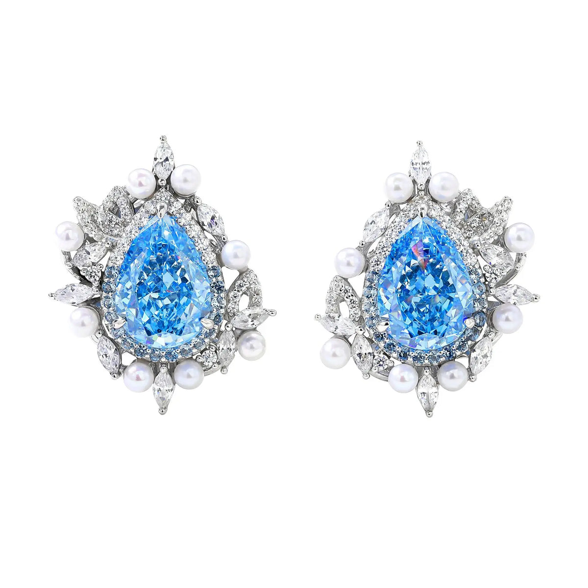 Boucles d'oreilles clous MUSHAN en véritable argent sterling 925 pour femme, avec aigue-marine et perle, bijoux fins S925