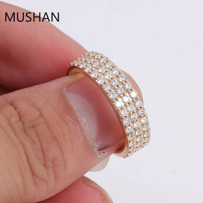 MUSHAN Luxury Custom 14K 18K Gold Rings Band Jewelry With Moissanite Diamond Lab Grown Gemstones Diamond Wedding Ring For Women