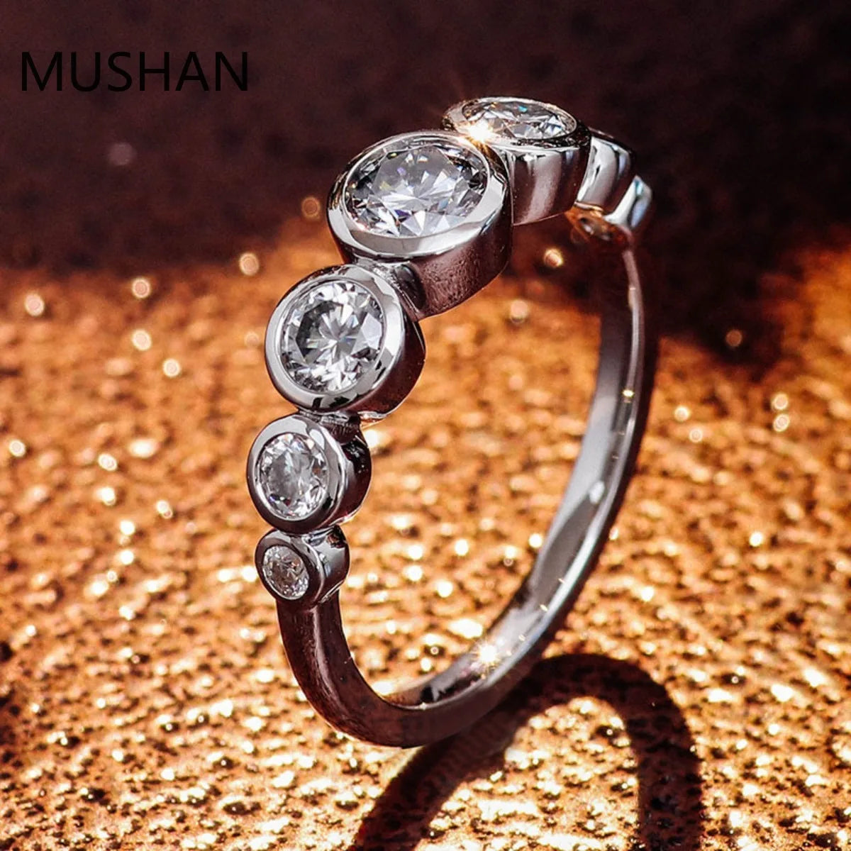 MUSHAN Luxury Custom 14K 18K Gold Rings Band Jewelry With Moissanite Diamond Lab Grown Gemstones Diamond Wedding Ring For Women