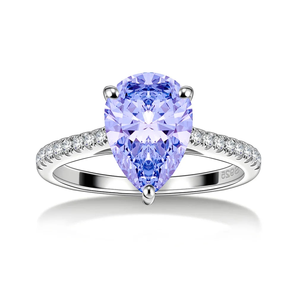 MuShan Jewelry 925 Sterling Silver Ring Wedding Band HCD Gemstones Cocktail Party Bachelorette Gift Women Rings Fine Jewelry