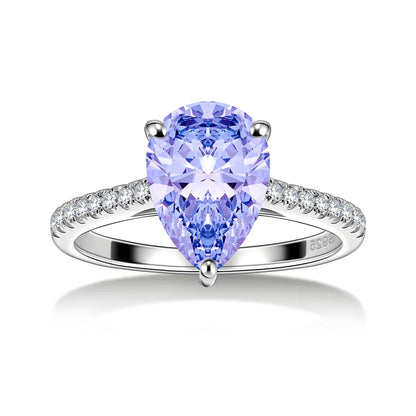 MuShan Jewelry 925 Sterling Silver Ring Wedding Band HCD Gemstones Cocktail Party Bachelorette Gift Women Rings Fine Jewelry