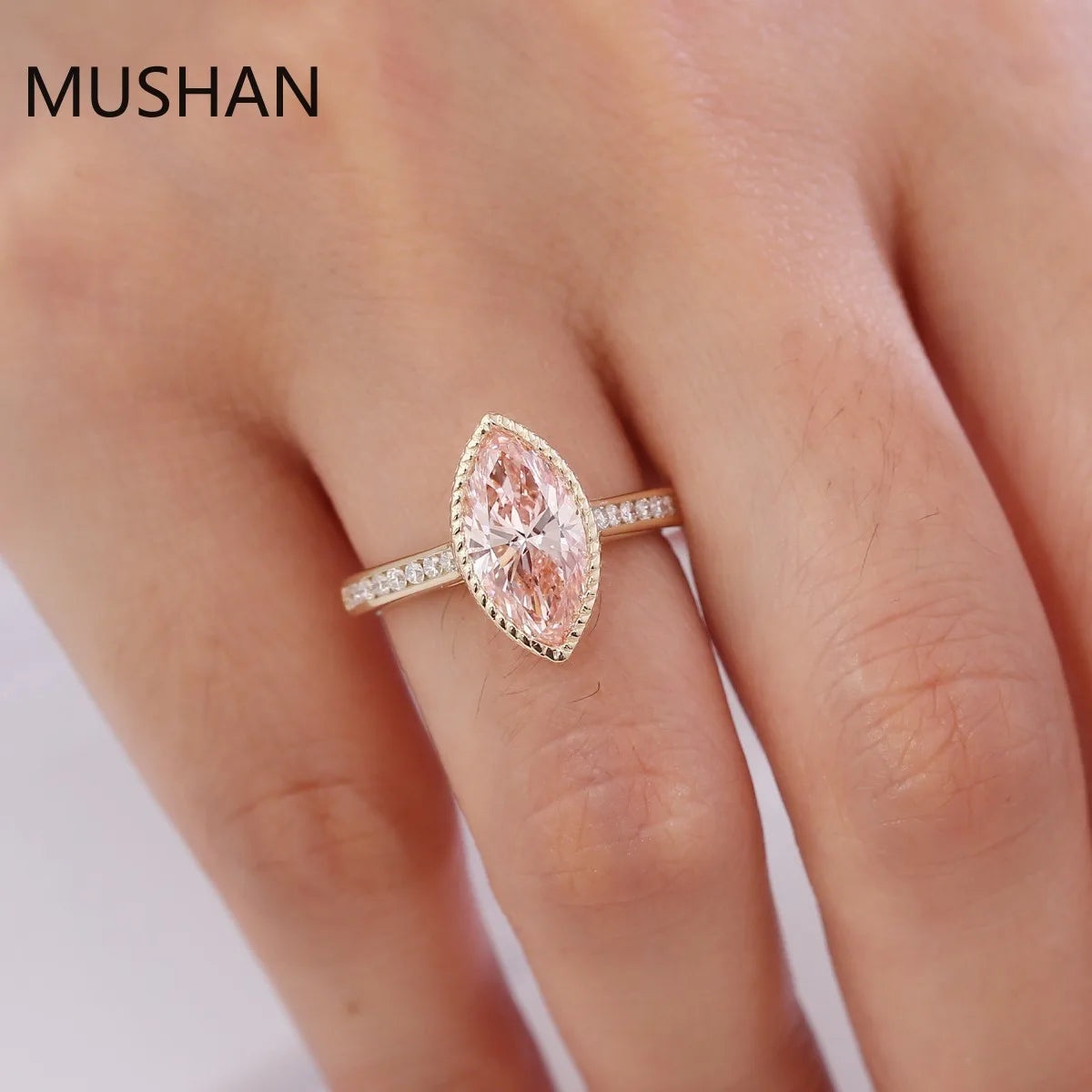 MUSHAN Luxury Custom 14K 18K Gold Rings Band Jewelry With Moissanite Diamond Lab Grown Gemstones Diamond Wedding Ring For Women