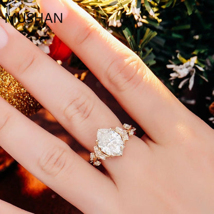 MUSHAN Luxury Custom 14K 18K Gold Rings Band Jewelry With Moissanite Diamond Lab Grown Gemstones Diamond Wedding Ring For Women