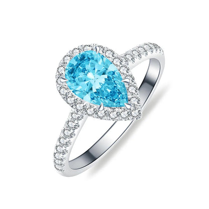 MuShan Jewelry 925 Sterling Silver Rings CMA Certificate Water Drop HCD Gemstones Emerald Sapphire Women Ring Band Fine Jewelry
