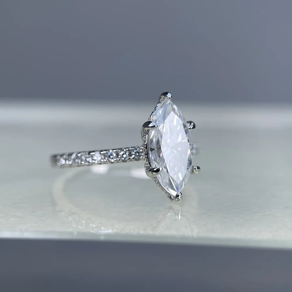 MuShan Designer Jewelry 925 Sterling Silver Ring VVS Moissanite Present Ring for Her 18K Gold Plated MST Patent Fine Jewellery