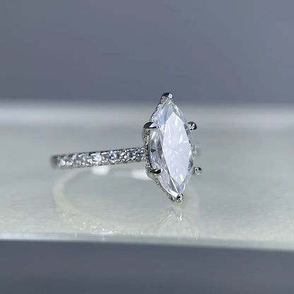 MuShan Designer Jewelry 925 Sterling Silver Ring VVS Moissanite Present Ring for Her 18K Gold Plated MST Patent Fine Jewellery