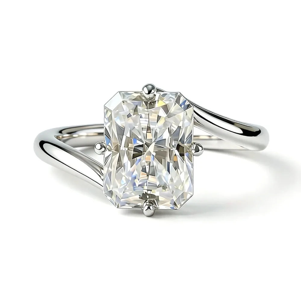Anillo de joyería de lujo MUSHAN de plata de ley 925 para mujer, anillo de diamantes de moissanita con certificado GRA, esmeralda, color D, joyería fina