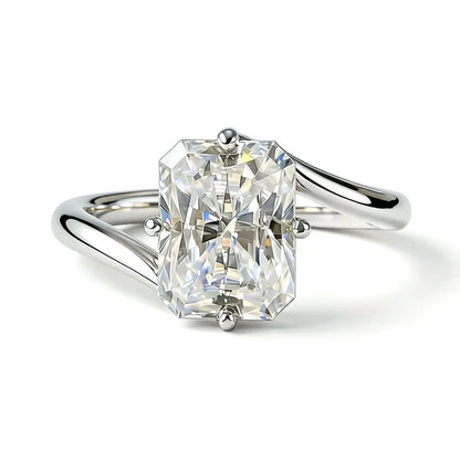 Anillo de joyería de lujo MUSHAN de plata de ley 925 para mujer, anillo de diamantes de moissanita con certificado GRA, esmeralda, color D, joyería fina