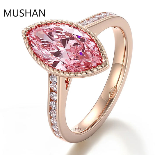 MUSHAN Luxury Custom 14K 18K Gold Rings Band Jewelry With Moissanite Diamond Lab Grown Gemstones Diamond Wedding Ring For Women