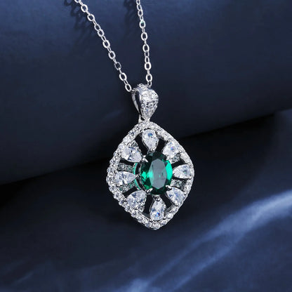 MUSHAN Luxury Jewelry 925 Sterling Silver Chain Pendant Necklace Lab Grown Emerald Ruby Gemstones Necklaces Pendants GRC Jewelry