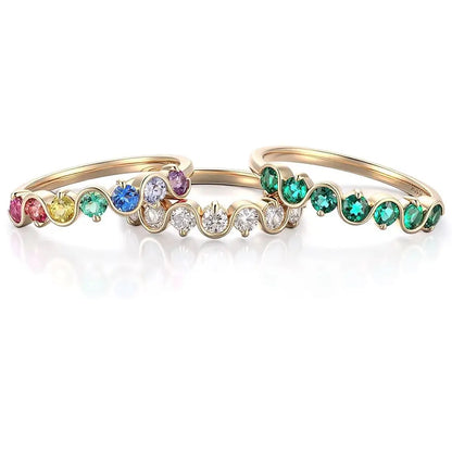 MUSHAN Custom Jewelry 10k 14k 18k Gold Rings Lab Grown Emerald Ruby Round Gemstones Ring for Women Party Wedding Fine Jewelry
