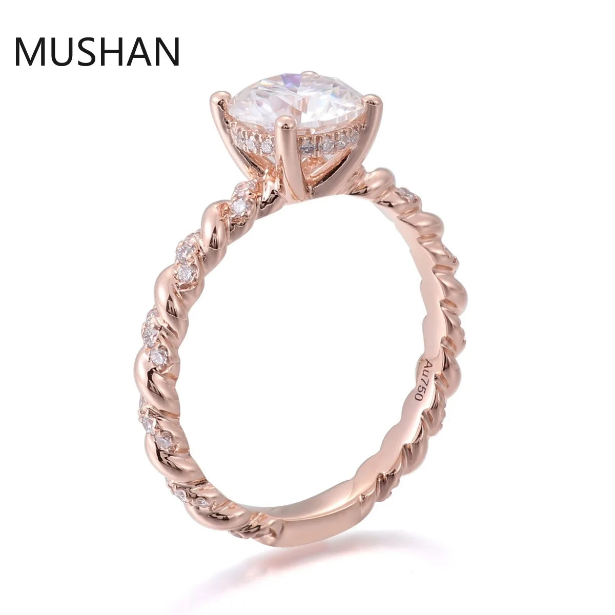 MUSHAN Luxury Custom 14K 18K Gold Rings Band Jewelry With Moissanite Diamond Lab Grown Gemstones Diamond Wedding Ring For Women