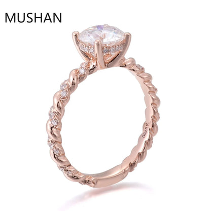 MUSHAN Luxury Custom 14K 18K Gold Rings Band Jewelry With Moissanite Diamond Lab Grown Gemstones Diamond Wedding Ring For Women