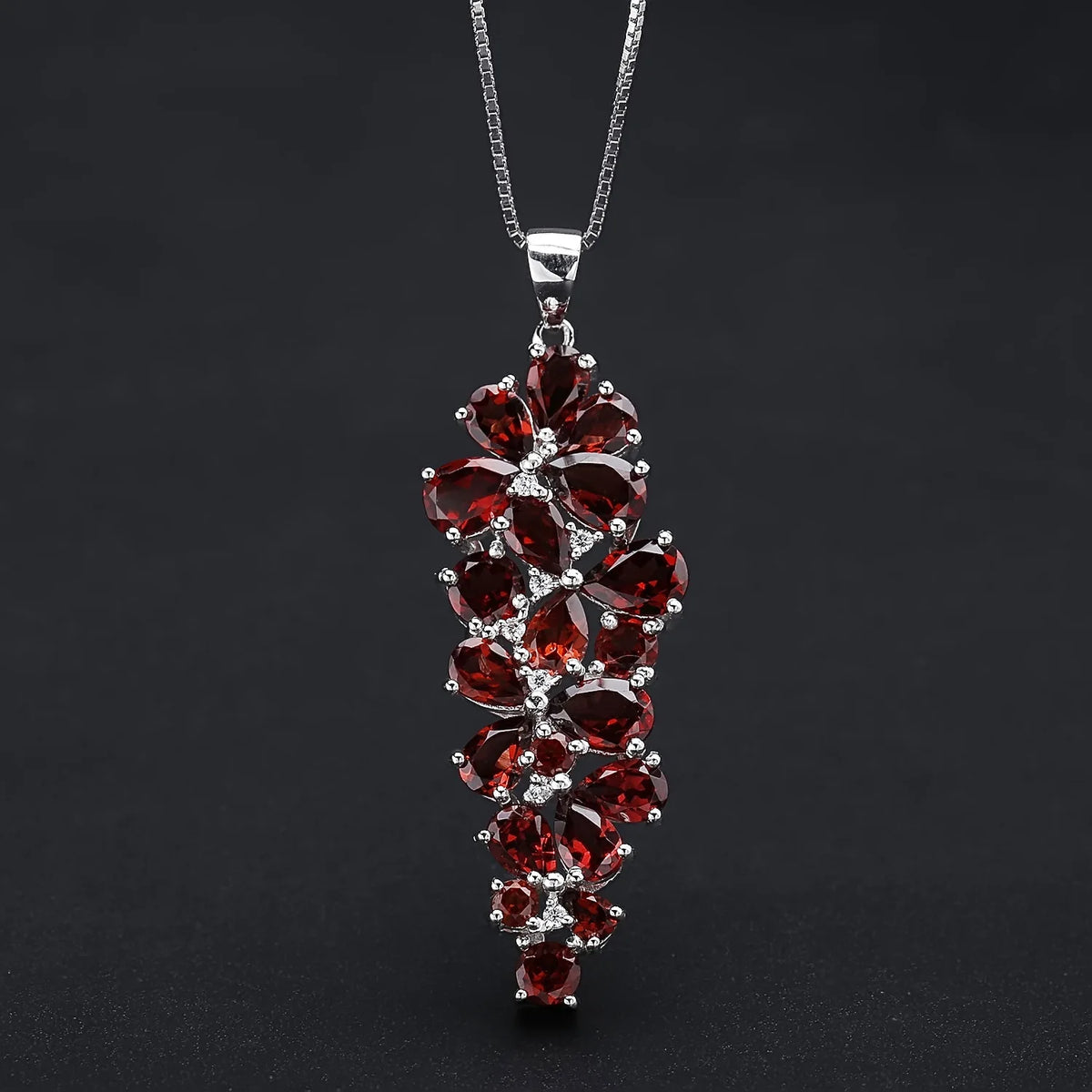MUSHAN Bespoke Jewelry 925 Sterling Silver Necklace Lab Green Ruby Round Wedding Party for Women 18K Gold Plated Anniversary