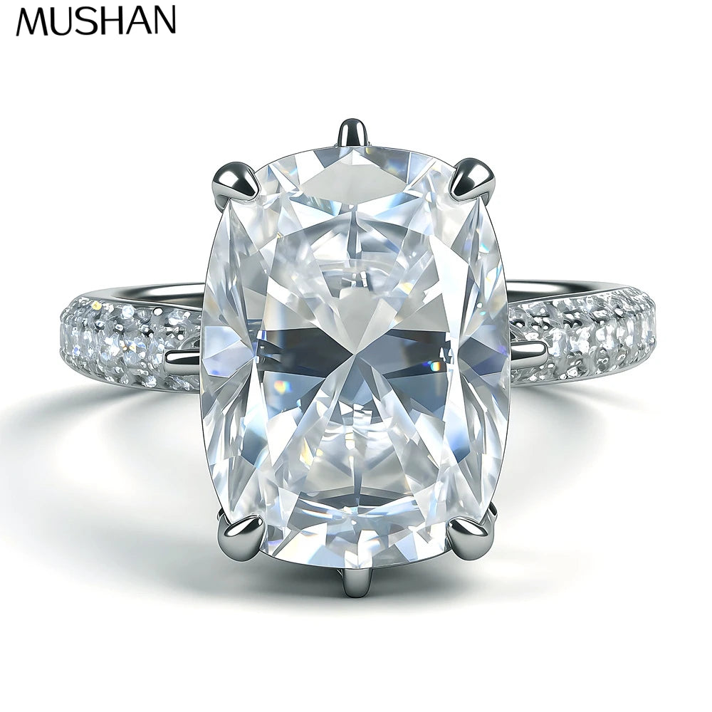 MUSHAN Luxury Jewelry925 Sterling Silver Ring Moissanite Handmade Ring for Women 18K Real Gold Plated MST Patent Jewellery