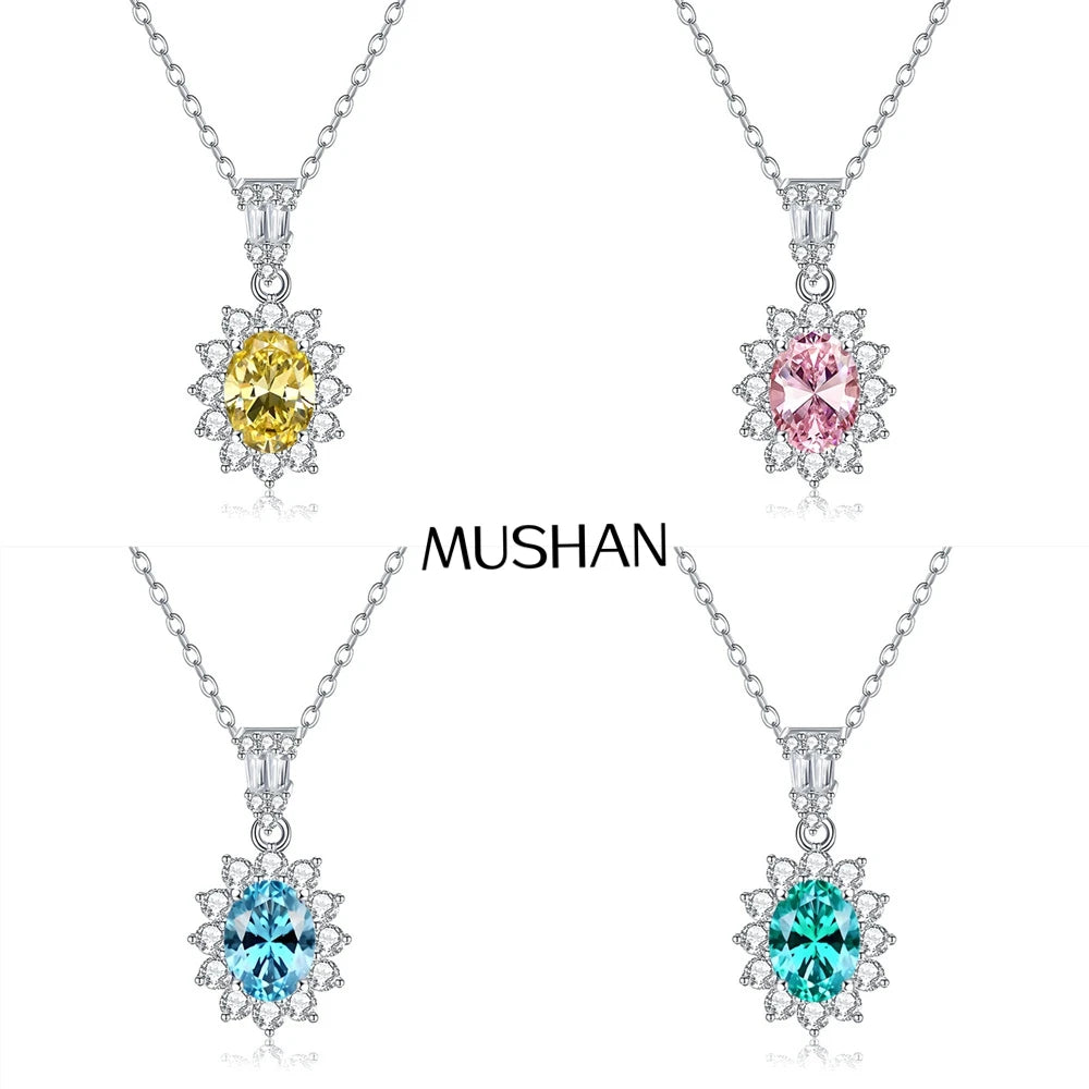 MuShan Jewelry 925 Sterling Silver Necklace Pendant Chain HCD Diamonds Engagement Party Romantic Style Women Necklaces Jewelry