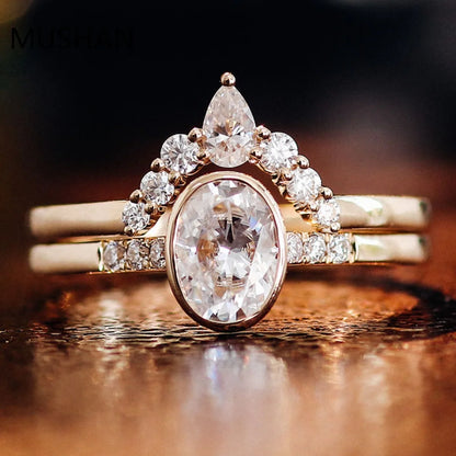 MUSHAN Luxury Custom 14K 18K Gold Rings Band Jewelry With Moissanite Diamond Lab Grown Gemstones Diamond Wedding Ring For Women