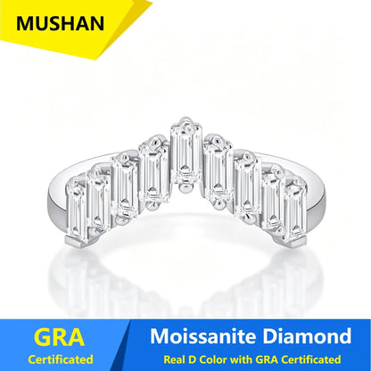Anillo de lujo MUSHAN de plata de ley 925 para mujer, con diamante de moissanita certificado por GRA, esmeralda, color D, joyería fina